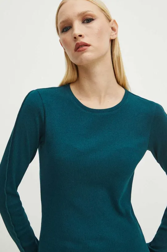 tyrkysová Tričko s dlhým rukávom dámske zelená farba