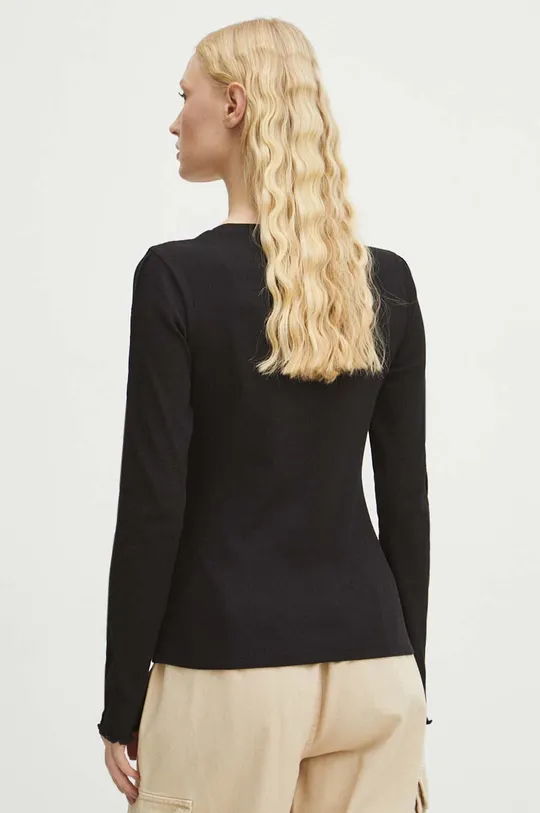 Tričko s dlhým rukávom dámske čierna farba <p>75 % Bavlna, 20 % Viskóza, 5 % Elastan</p>