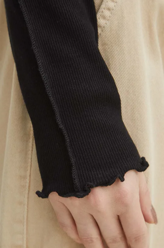 Tričko s dlhým rukávom dámske čierna farba Dámsky