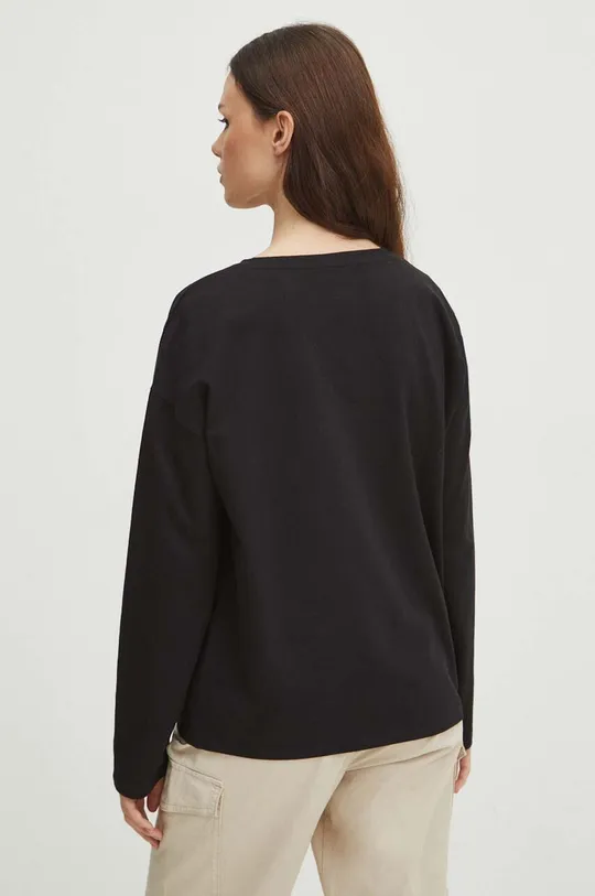 Bavlnené tričko s dlhým rukávom dámske s elastanom hladké čierna farba <p>95 % Bavlna, 5 % Elastan</p>