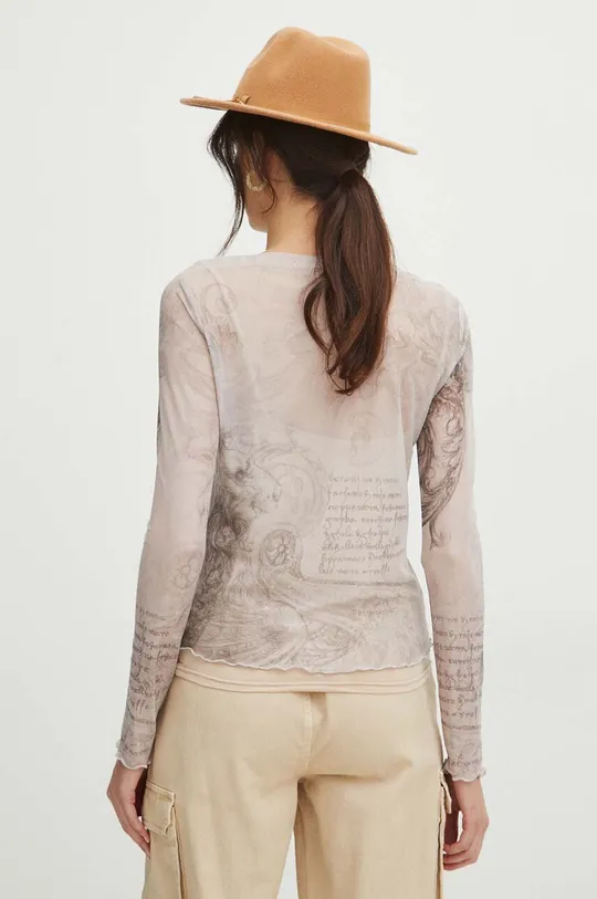 béžová Tričko s dlhým rukávom dámske so vzorom z kolekcie Eviva L'arte béžová farba