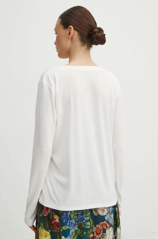 Tričko s dlhým rukávom dámsky béžová farba 70 % Modal, 25 % Polyester, 5 % Elastan