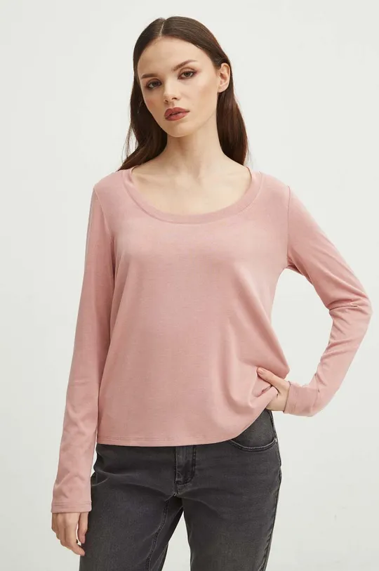 ružová Tričko s dlhým rukávom dámsky ružová farba