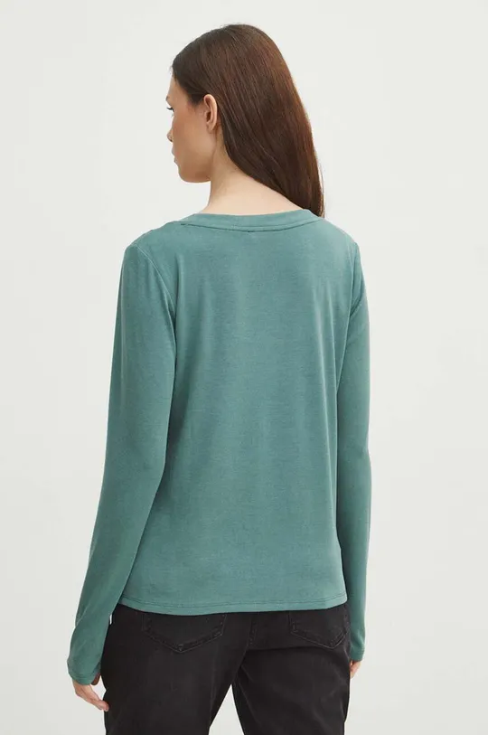 Tričko s dlhým rukávom dámsky zelená farba 70 % Modal, 25 % Polyester, 5 % Elastan