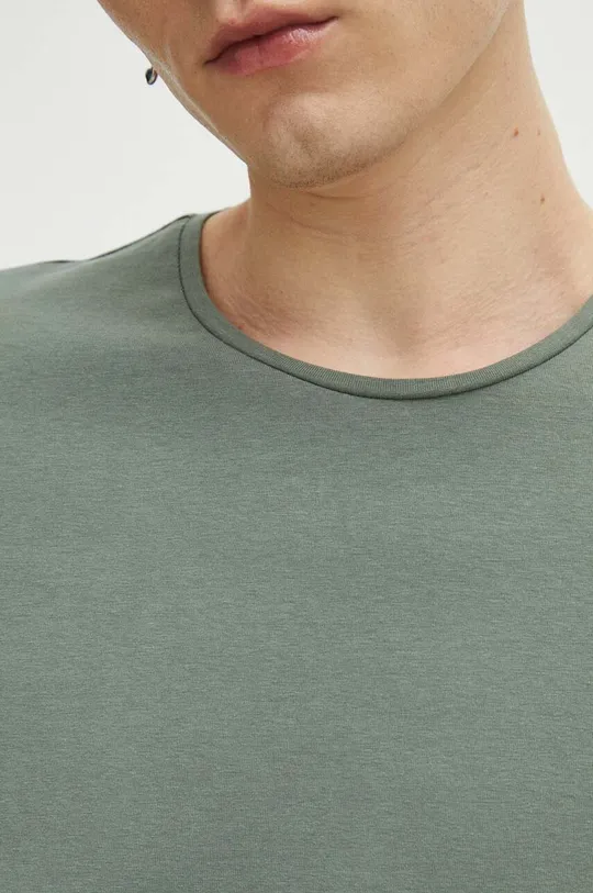 Bavlnené tričko s dlhým rukávom pánsky zelená farba Pánsky