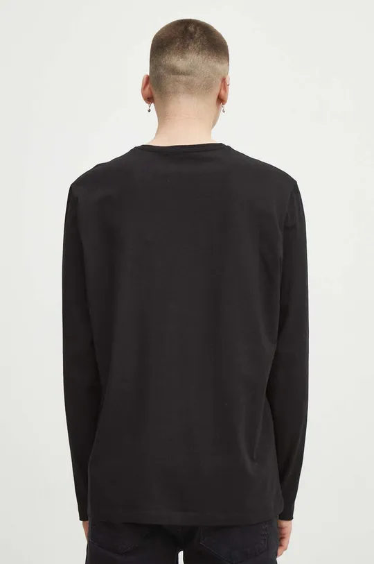 Bavlnené tričko s dlhým rukávom pánsky čierna farba Hlavný materiál: 95 % Bavlna, 5 % Elastan