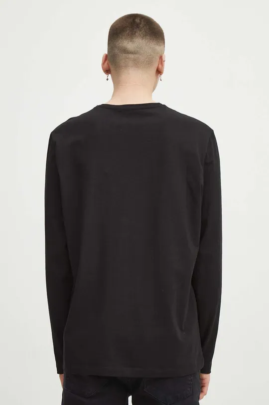 Longsleeve bawełniany męski gładki kolor czarny Materiał główny: 95 % Bawełna, 5 % Elastan