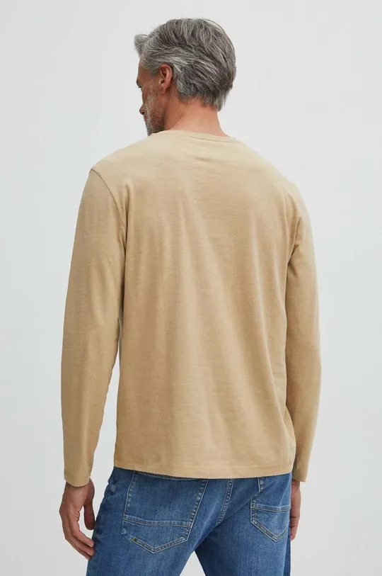 Bavlnené tričko s dlhým rukávom pánsky béžová farba 100 % Bavlna