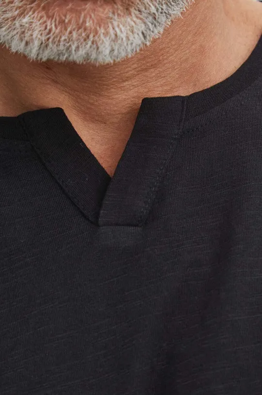 Bavlnené tričko s dlhým rukávom pánsky čierna farba