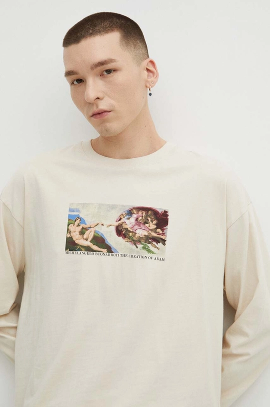 Longsleeve męski z kolekcji Eviva L'arte kolor beżowy beżowy