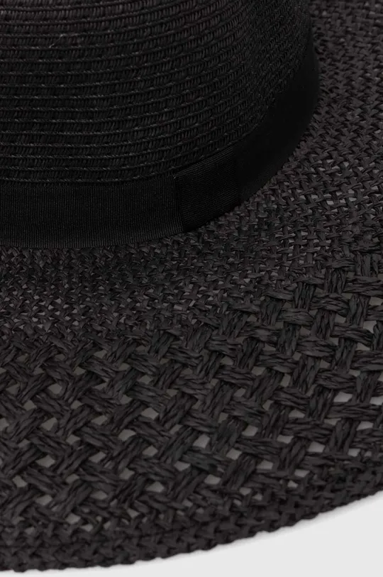 čierna Klobúk dámsky pletený s ozdobnou stuhou čierna farba