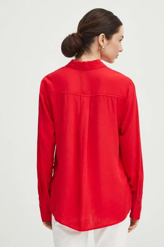 Koszula damska regular z wiskozy kolor czerwony 100 % Wiskoza