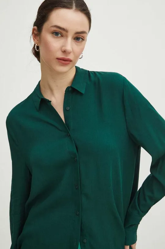 zielony Koszula damska regular z wiskozy kolor zielony Damski