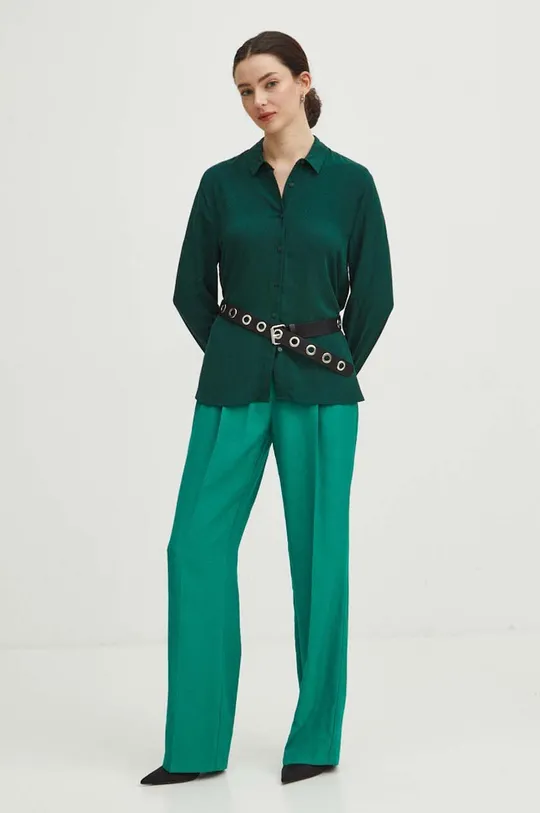 Koszula damska regular z wiskozy kolor zielony zielony