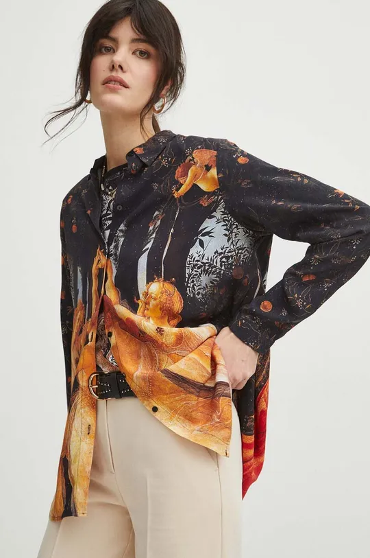 Koszula damska z kolekcji Eviva L'arte wzorzysta kolor czarny czarny