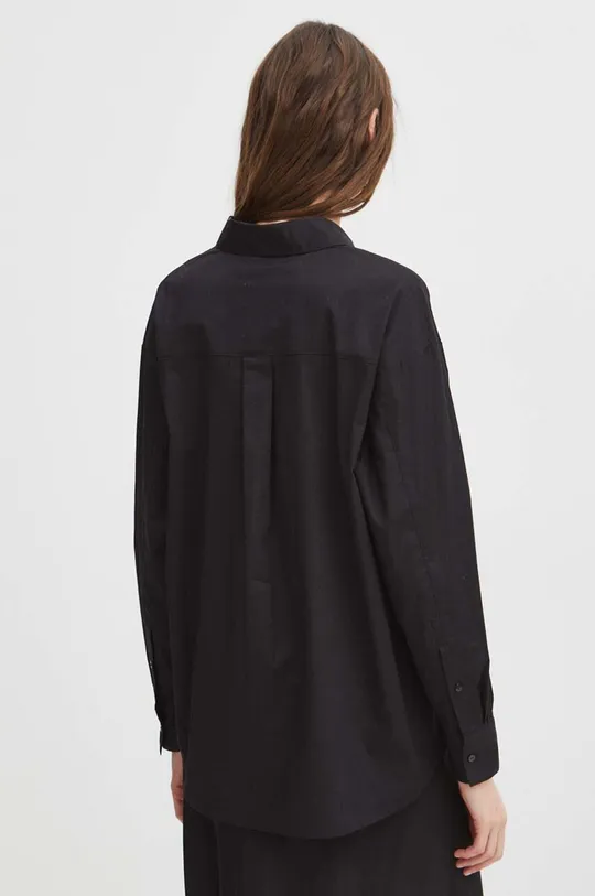 Koszula damska gładka kolor czarny 98 % Bawełna, 2 % Elastan