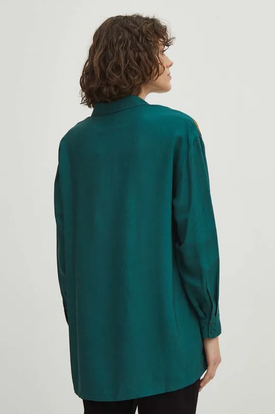 Koszula damska oversize z wiskozy kolor zielony 100 % Wiskoza