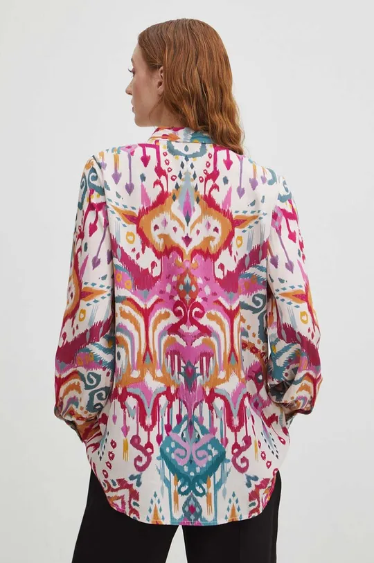 Koszula damska oversize wzorzysta kolor beżowy 100 % Wiskoza