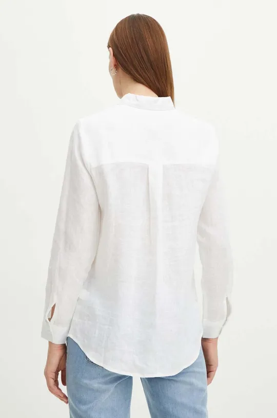 Koszula lniana damska regular gładka kolor biały 100 % Len