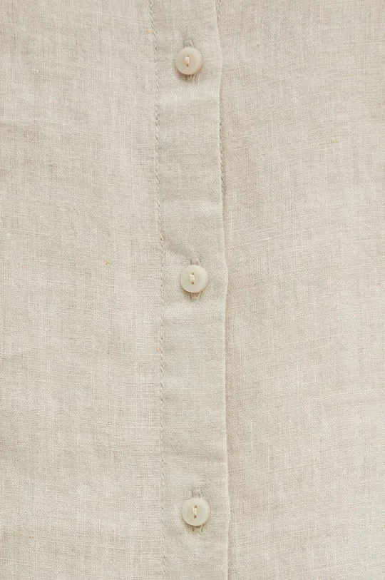 Lněná košile dámská regular jednobarevná béžová barva Dámský