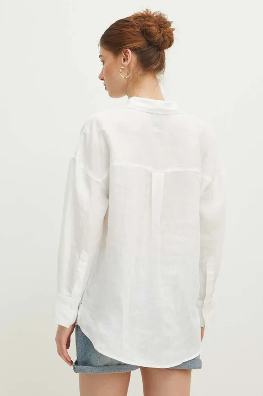 Ľanová košeľa dámska oversize hladká biela farba <p>100 % Ľan</p>