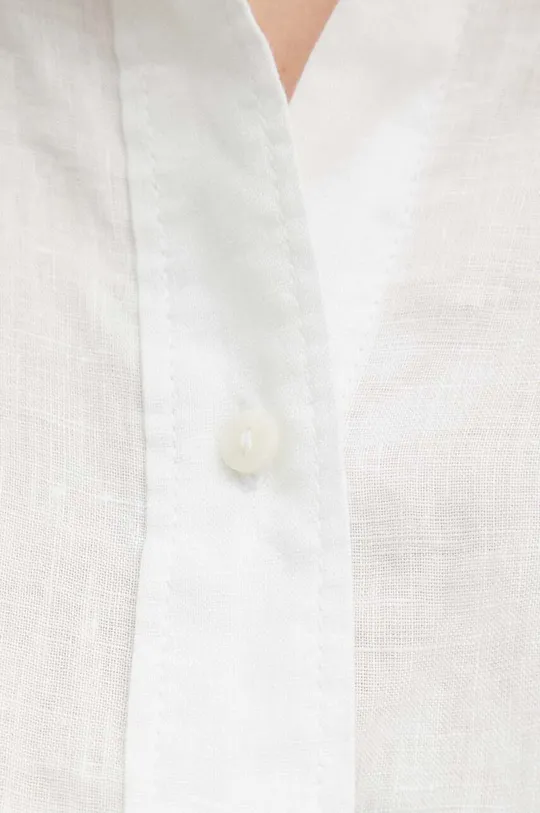 Koszula lniana damska oversize gładka kolor biały