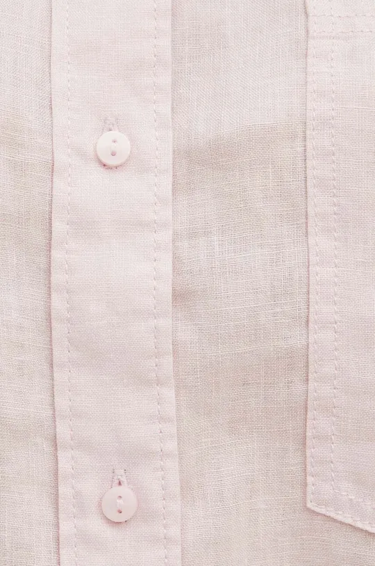 Koszula lniana damska oversize gładka kolor różowy Damski