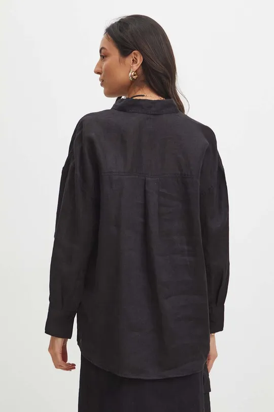 Ľanová košeľa dámska oversize hladká čierna farba <p>100 % Ľan</p>