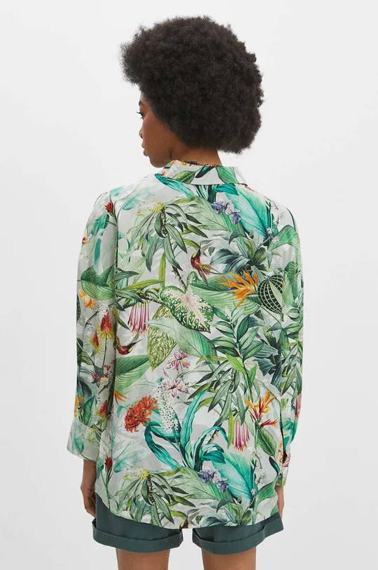 Koszula damska oversize z wiskozy wzorzysta kolor multicolor 100 % Wiskoza