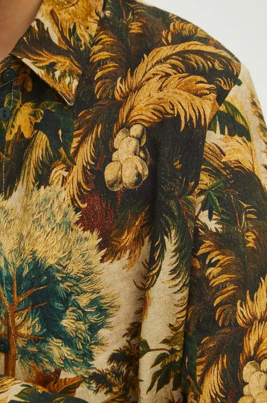 Koszula z domieszką lnu damska regular wzorzysta kolor