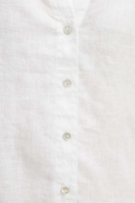 Koszula lniana damska oversize gładka kolor biały Damski