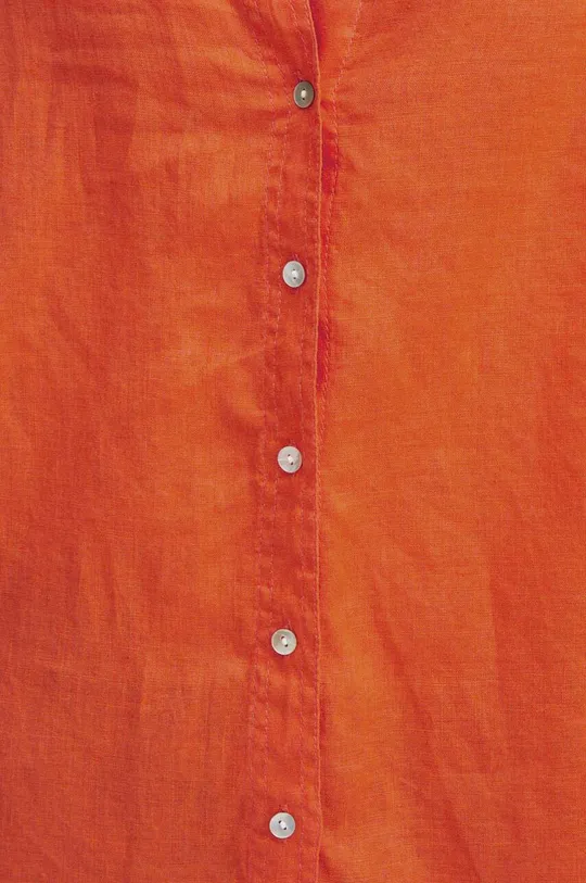 Ľanová košeľa dámska oversize hladká oranžová farba