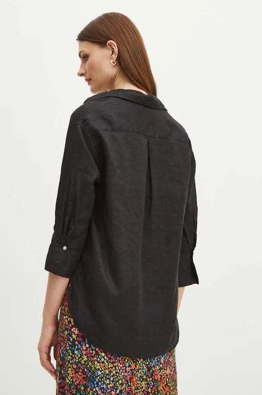 Lněná košile dámská oversize jednobarevná černá barva <p>100 % Len</p>