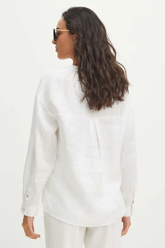 Koszula lniana damska oversize kolor biały 100 % Len