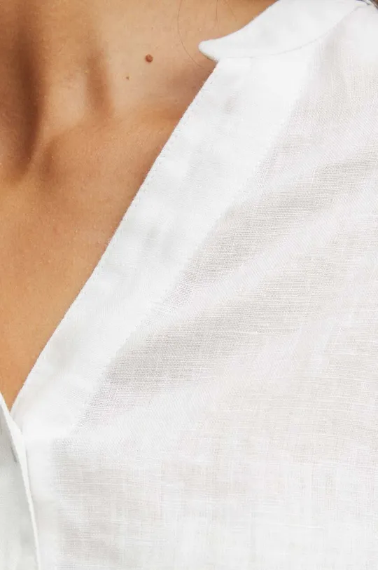 Lněná košile dámská oversize bílá barva Dámský