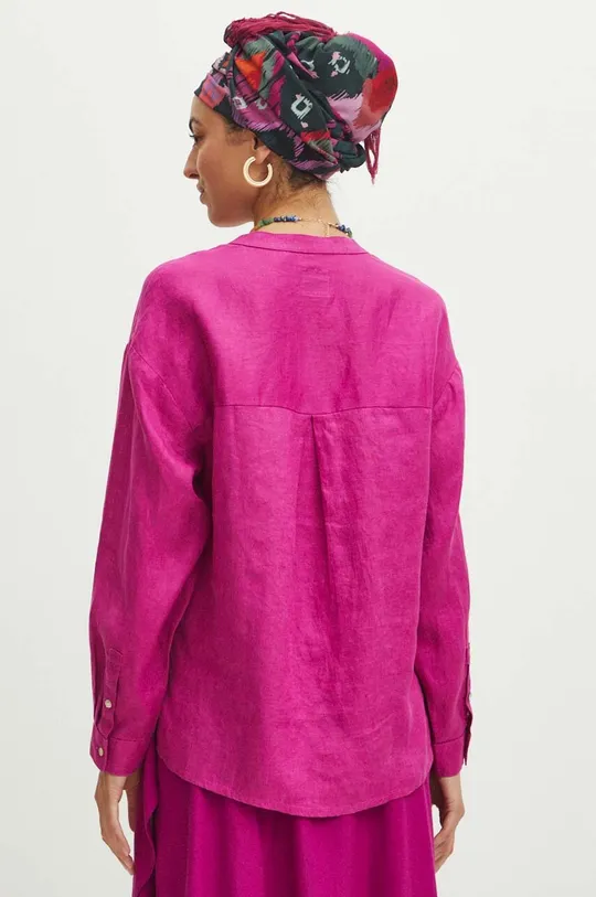 Ľanová košeľa dámska oversize fialová farba <p>100 % Ľan</p>