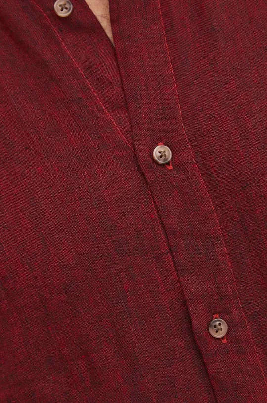 Ľanová košeľa pánska bordová farba burgundské