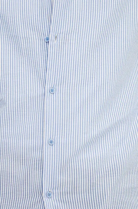 Koszula bawełniana męska w paski kolor niebieski niebieski