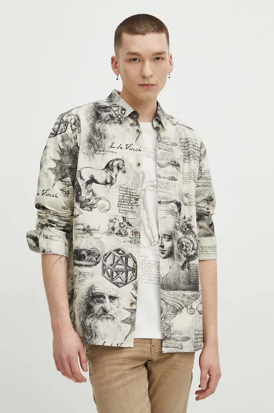 Koszula męska z kolekcji Eviva L'arte wzorzysta kolor biały Męski