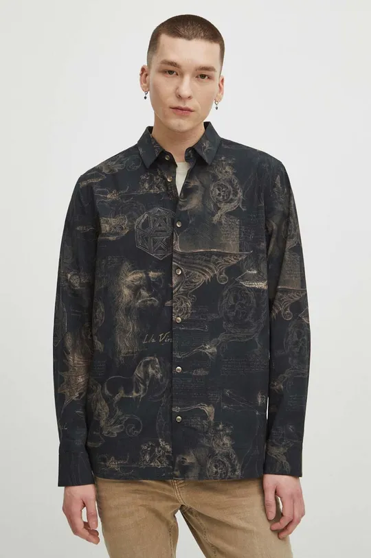 Koszula męska z kolekcji Eviva L'arte wzorzysta kolor czarny czarny