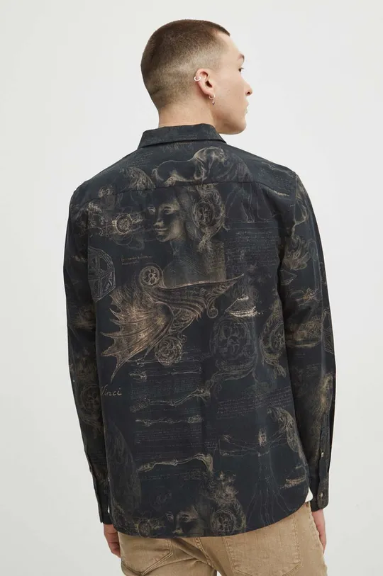 czarny Koszula męska z kolekcji Eviva L'arte wzorzysta kolor czarny