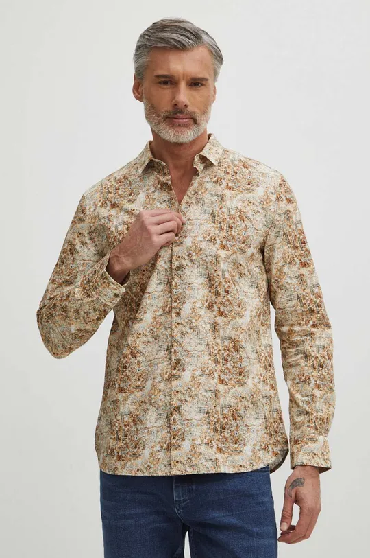 viacfarebná Košeľa pánska s klasickým golierom so vzorom viac farieb Pánsky