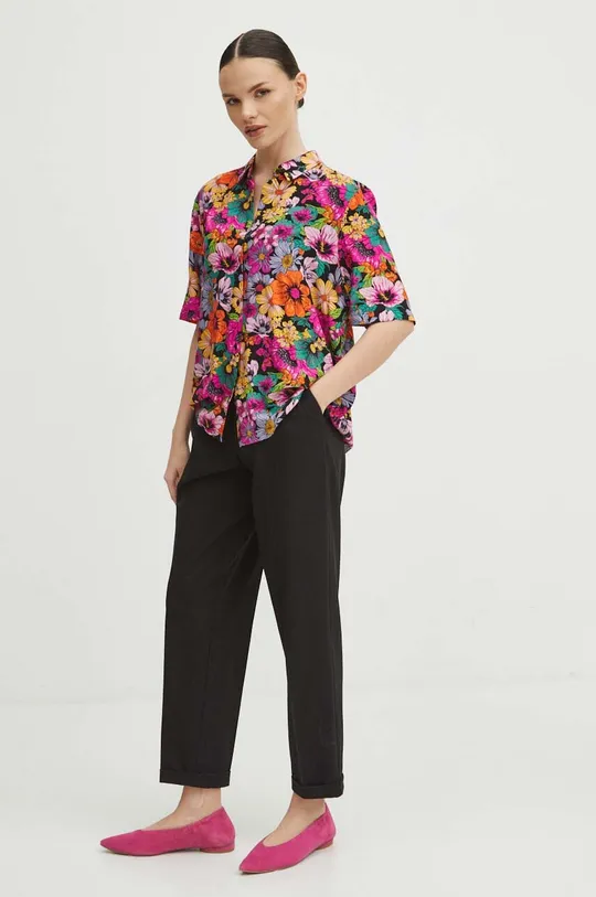 Koszula damska oversize wzorzysta multicolor