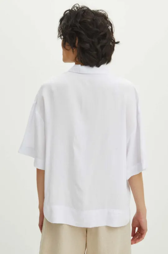 Koszula damska oversize z wiskozy kolor biały 100 % Wiskoza