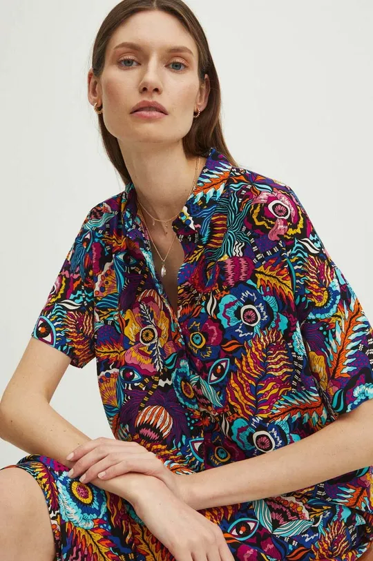 multicolor Koszula damska oversize wzorzysta kolor multicolor Damski