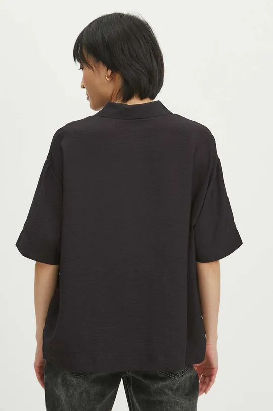 Koszula damska oversize wzorzysta kolor czarny 80 % Wiskoza, 20 % Poliamid