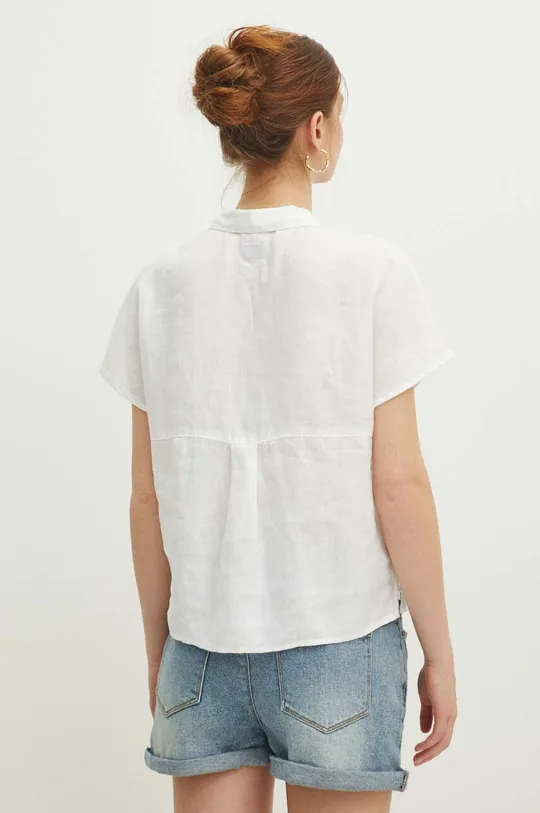 Ľanová košeľa dámska regular hladká biela farba <p>100 % Ľan</p>