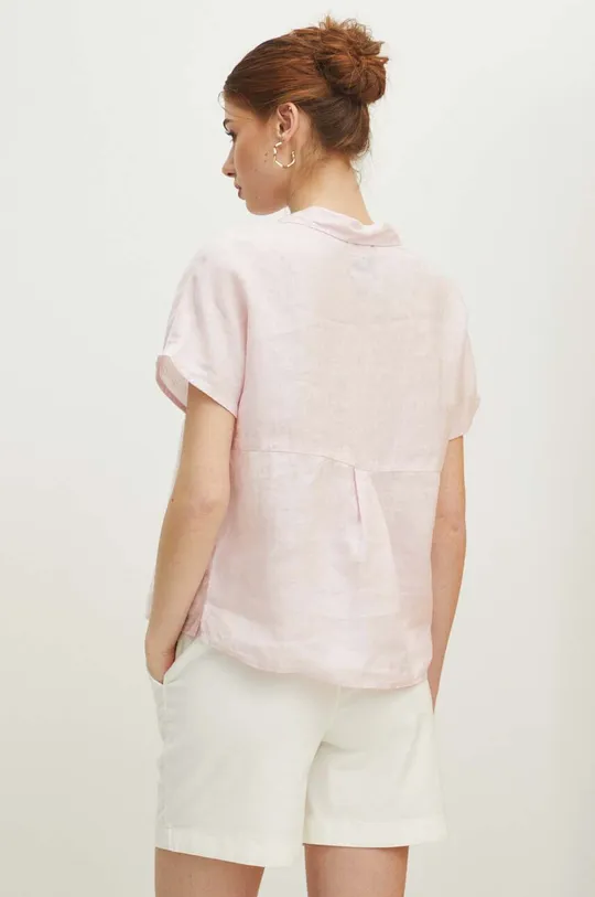 Lněná košile dámská regular růžová barva <p>100 % Len</p>