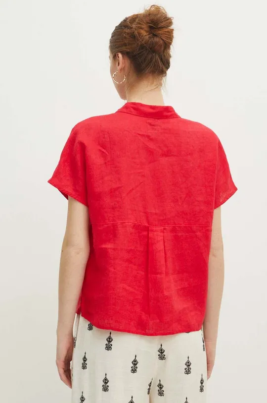 Lněná košile dámská regular jednobarevná červená barva <p>100 % Len</p>