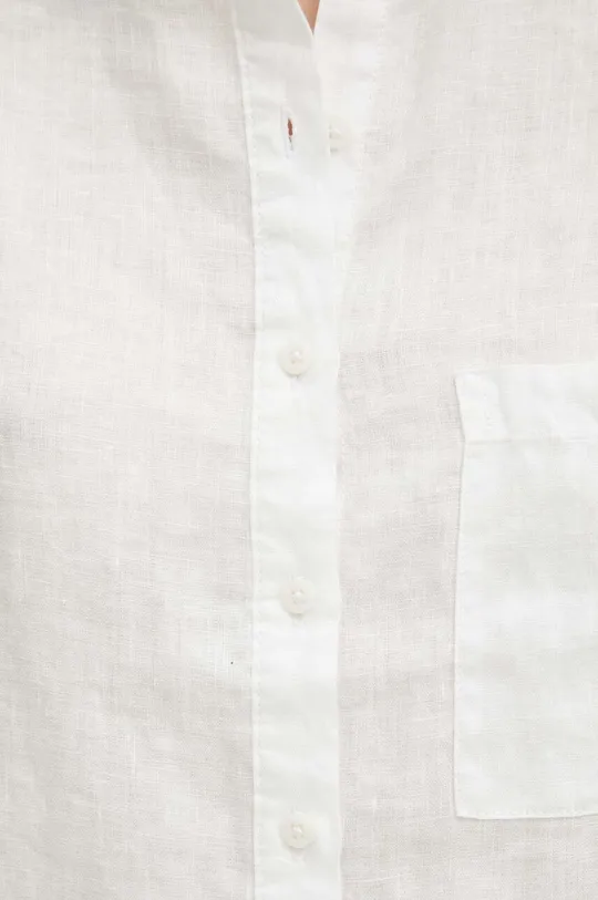 Lněná košile dámská oversize jednobarevná bílá barva
